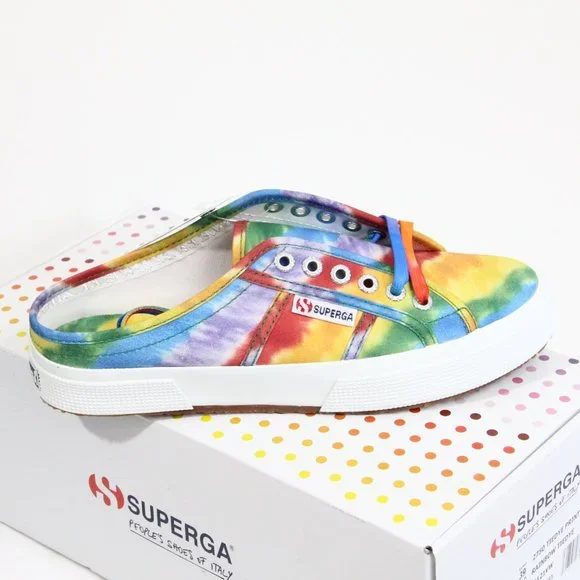 Superga Tie Dye Shoes NEW Women Rainbow Sneakers 8.5 Colorful style 2750 - Picture 8 of 8